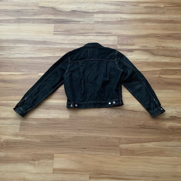 Guess USA Jeans Denim Trucker Jacket Retro 90s Black Women’s XL Button - Picture 7 of 14